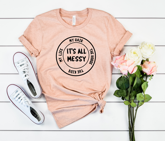 Flowers converse it's all messy heather peach Bella canvas tee