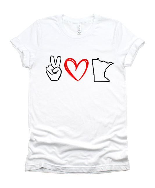 Peace Love Minnesota (or your state) Bella+Canvas Premium Graphic Tee